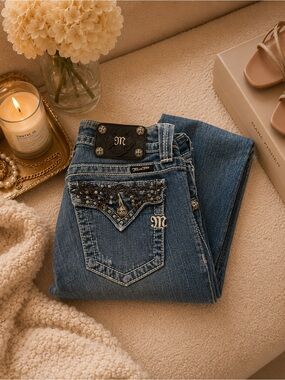 Miss Me Denim Boot Cut Jeans with Embellished Back Pockets